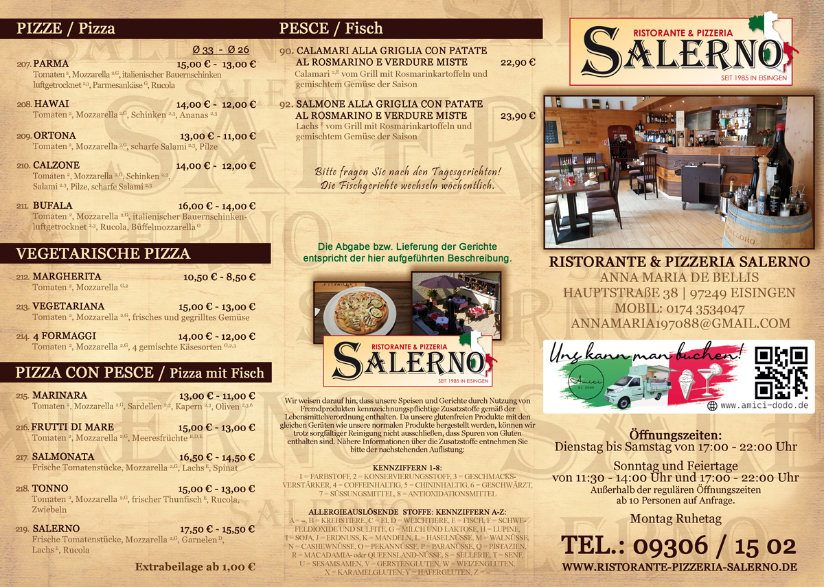 Speisekarte Salerno